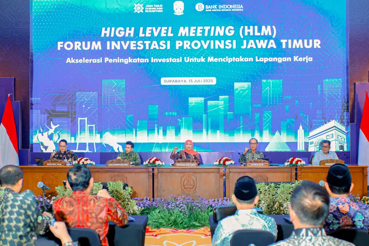Suasana HLM forum investasi Jatim 2025, di Gedung Negara Grahadi, Selasa 15 Juli 2025.