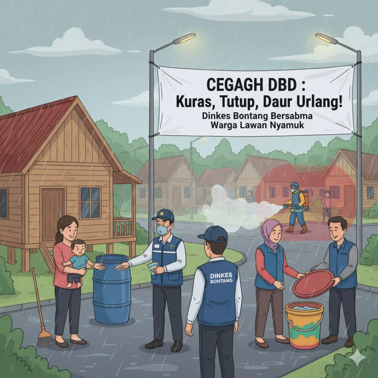 Ilustrasi pencegahan DBD di Bontang. (Ilustrasi by: Gemini AI)