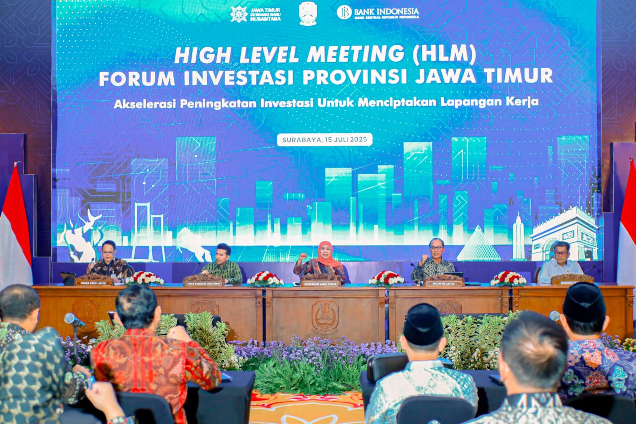 Suasana HLM forum investasi Jatim 2025, di Gedung Negara Grahadi, Selasa 15 Juli 2025.
