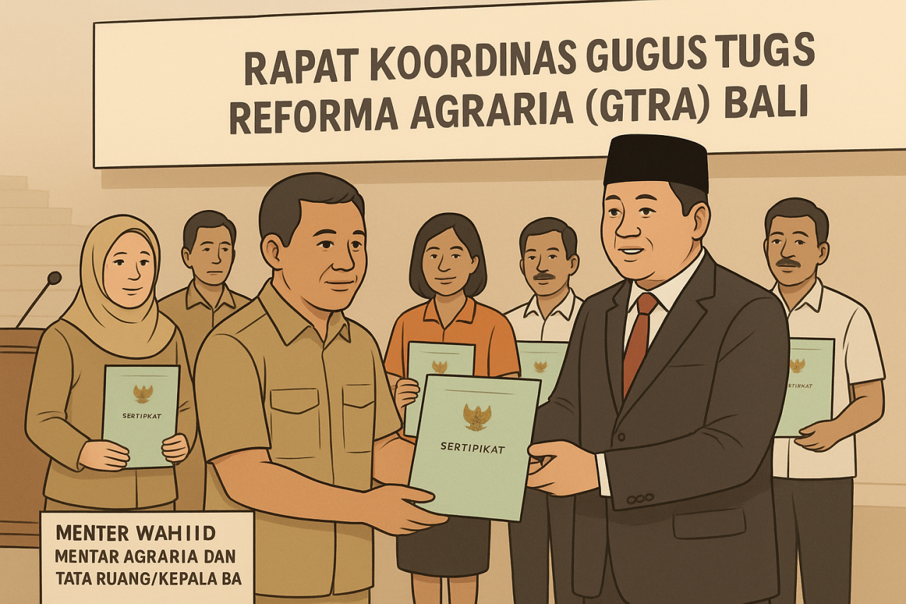 Ilustrasi penyerahan sertifikat dari Menteri ATR/BPN Nusron Wahid. (Foto: Ilustrasi AI)