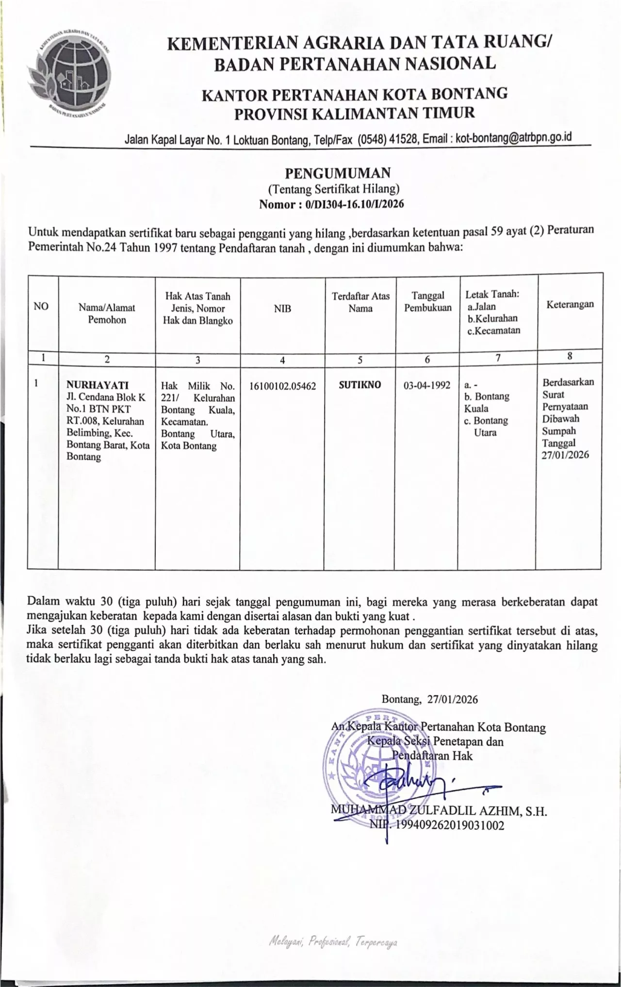 Pengumuman
