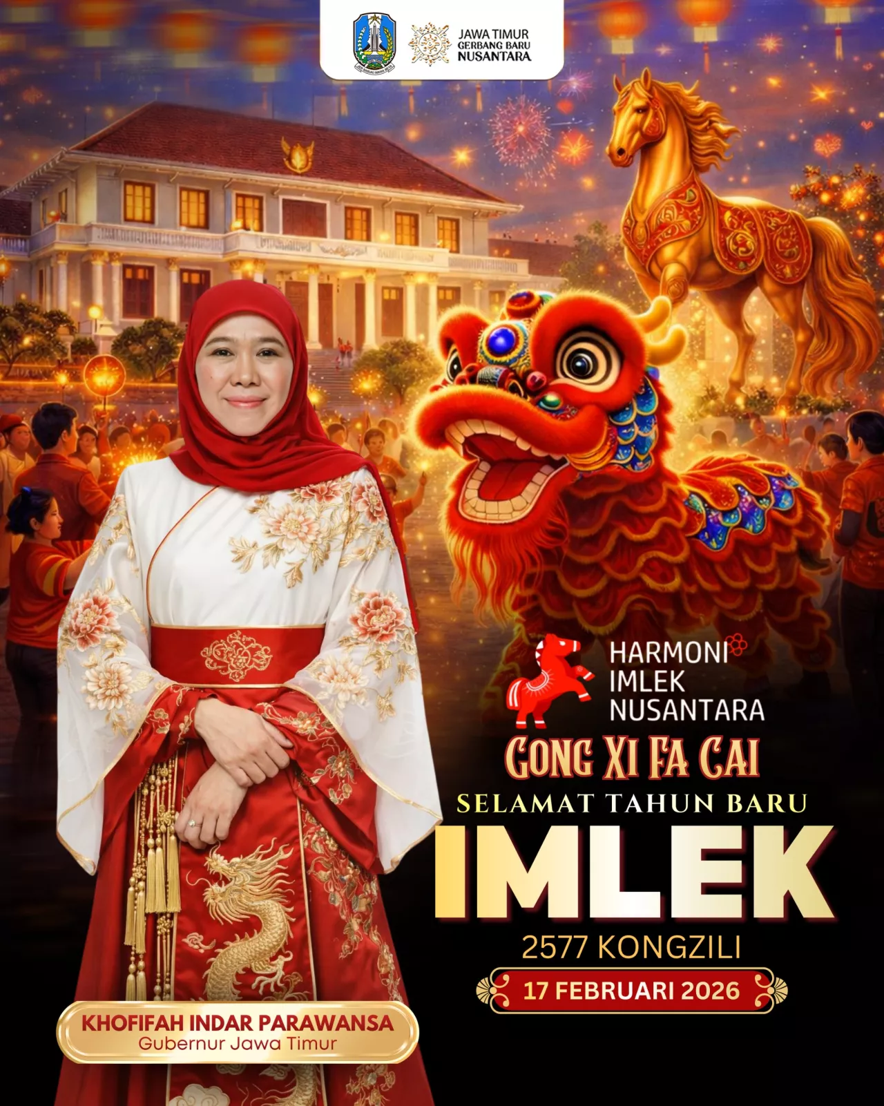 Ucapan Imlek Gubernur Jatim Khofifah Indar Parawansa