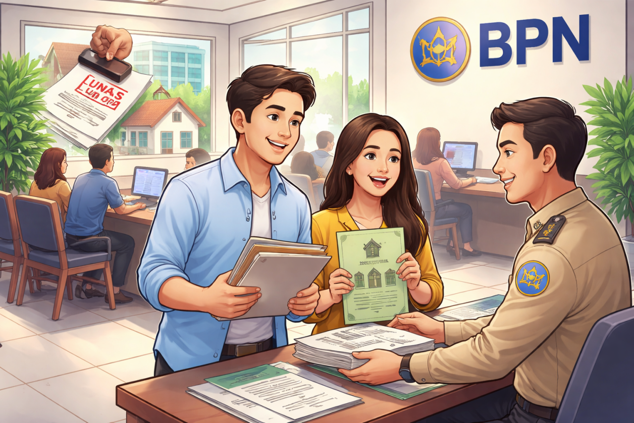 Ilustrasi pengurusan Roya di kantor Pertanahan.