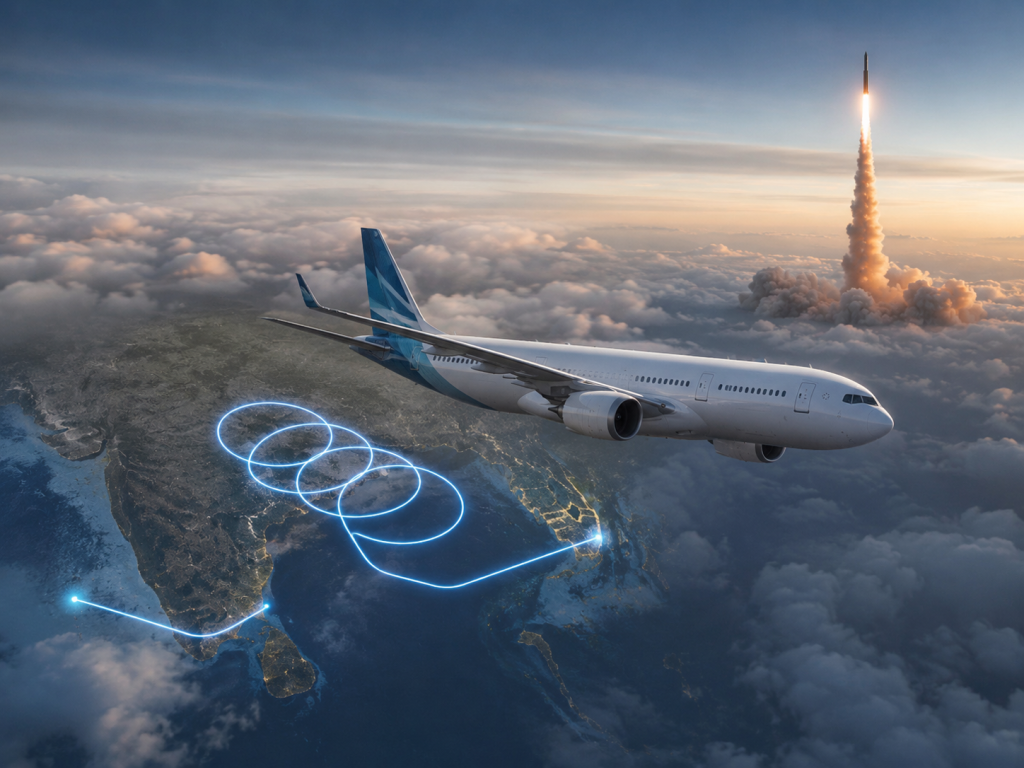 Ilustrasi pesawat Garuda Indonesia yang delay di udara India.