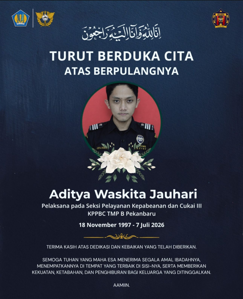 Pegawai Beacukai yang meninggal