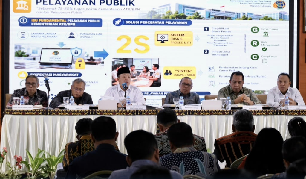 Pengarahan yang diberikan Menteri ATR/Kepala BPN, Nusron Wahid