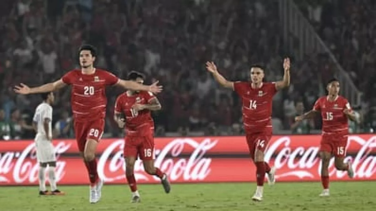 Elkann Baggott merayakan golnya ke gawang Thailand. (ANTARA)
