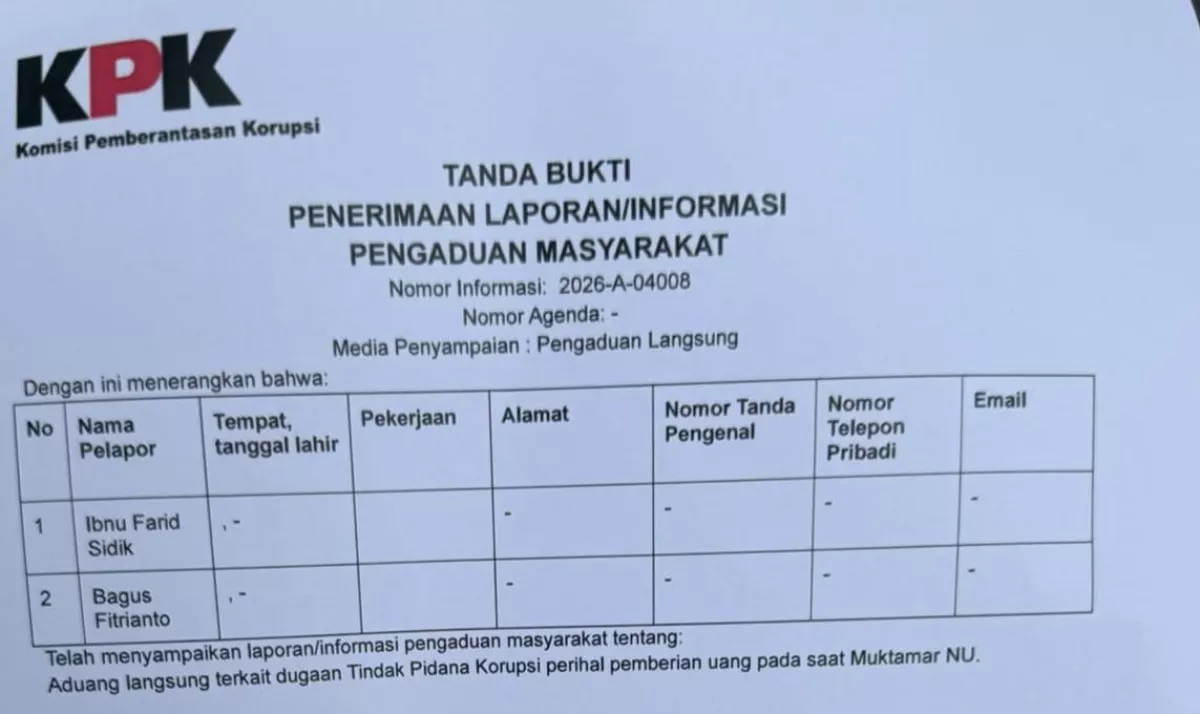Laporan pengaduan masyarakat ke KPK RI